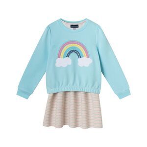 Andy & Evan Girls  Crewneck Sweatshirt Dress Set, Blue